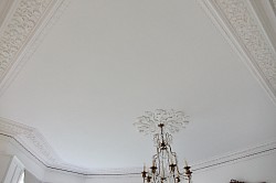 Large Victorian ceiling plastered with glass fibre mesh embedded