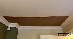 Plasterboard ceiling patched